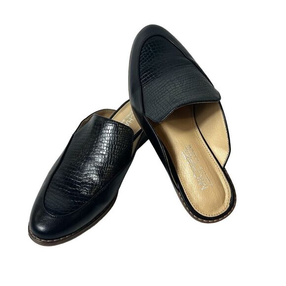 Michael Kors Women's Size 6 Slip On Mule Black Faux Leather Comfort Casual Flats - Picture 1 of 9